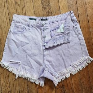 Wild Fable High rised Lavander Frayed Denim Shorts Size 12 Button fly